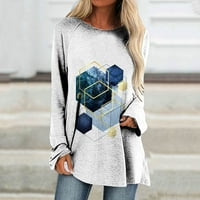 Жени Обични Кошули Со Долги Ракави Печатење Пуловер Со Кружен Врат Лабави Врвови Плус Големина Блузи Кошула Облечена За Fall