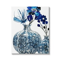 Модерна сина цветна аранжман ботаничка и цветна графичка уметничка галерија завиткана од платно печатење wallидна уметност