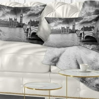 Дизајнрт Вестминстер Палас во сива сенка - Фотографија фрлајте перница - 12x20