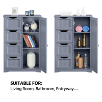 Олден дизајн дрвен кабинет за складирање на бања со фиоки и шкаф, сива