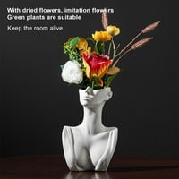 Керамички статуа цвет вазна мијалник биста главата роденден подарок Домашна Канцеларија Декорација бела