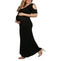 Удобна облека Мег Црн мајчинство макси фустан