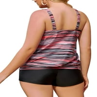 Chama Womens Plus Size Blouson Tankini костими за капење шарени костуми за капење поставени 2 парчиња атлетски костуми за капење