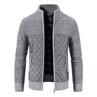 Машка зимска стилска надворешна облека од памук памучна јака јака јака плетена џемпер од џемпер од палто, обичен кардиган мажите