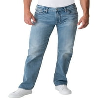 Сребрени фармерки копродукции за мажи Алан класика со права нозе, големини на половината 28-44