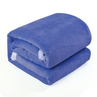 Oumilen цврсто печатење фланел луксузен ќебе за фрлање лесни, сини, стандардно фрлање