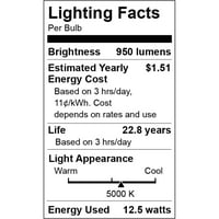 LED сијалица со одлична вредност, 12,5W пар за поплавување, средна основа, не-потчинета, дневна светлина, 2-пакет