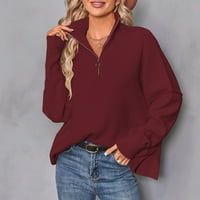 Durtebeeua исечени џемпери за жени со долг ракав, обичен ребрестиот плетен зимски пуловер џемпери блуза Топ
