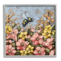 Sumblebee Bumblebee летна градина ливада животни и инсекти сликање сиво врамен уметнички печатен wallид уметност