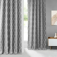 Ајден сива печатена памучна завеса, Ајден Греј, 50W 96L