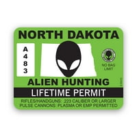 Налепница За Дозвола за Лов на Вонземјани во северна Дакота-Самолеплив Винил - Отпорен На Временски Услови-Направен Во САД-нло