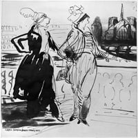 Спринчорн: Жени, 1914. Две Жени Во Париз. Цртеж На Карл Спринчорн, 1914 Година. Постер Печатење од