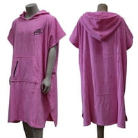 Елегантно менување на облеката за бања, тинејџерски памук сурфање со качулка пончо со џеб, розова