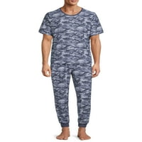 Машки кратки ракави на врвот и џогер сетови за спиење, големини S-2XL, машки пижами