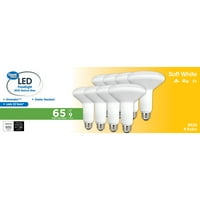 LED сијалица со одлична вредност LED сијалица, 9W BR Floodlight Lamp E средна основа, затемнета, мека бела, 8-пакет