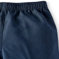 Сина мини проверка на облечен елек со кошула за фустани, панталони за појавување и облека за печатење на кучиња, сет