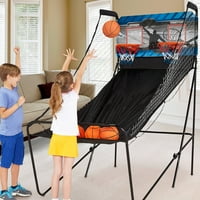 Спортска игра со аркадни кошарка со 2-играчи со 8-во-натпревар, вклучува кошарка и воздушна пумпа, Црно сина боја