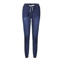 Zlekejiko Elastic Plus Loose Denim luctring исечен случајно плус жени есенски фармерки женски фармерки