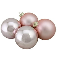 4-парчиња сјајна и мат розова стаклена топка Божиќна украс сет 4 “