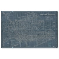 Мапи и знамиња на Wynwood Studio Maps and Flags Wallидни уметности за печатење „Мапа на поголемите Торонто и предградијата 1916“