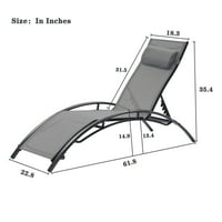 Homeo Patio Chaise Lounge со столче за ракави за тревник за за сончање на плажа, сива боја, сива