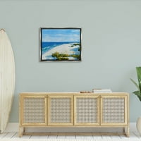 Модерен пејзаж на плажа пејзаж крајбрежен сјај сјај сиво врамен уметнички печатен wallид уметност