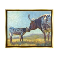 Мајско говеда телес сончево фарма животни и инсекти сликање металик злато врамено уметничко печатење wallид уметност