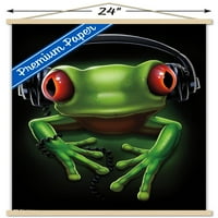 Жаба-Слушалки Ѕид Постер Со Дрвена Магнетна Рамка, 22.375 34