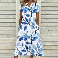 Дозвола-Продажба Летни Фустани За Жени Плус Големина Печатење Со Кратки Ракави Фустан Со Цветен Дезен Миди Фит И Одблесок Y2K