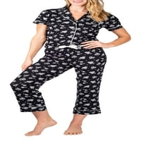 Копче за јака од пижами, нагоре со појавување на каприс полиестер мешавина пижама постави жени плус