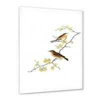 Дизајн на „Малите птици кои седат на гранките на дрвјата II“ Традиционално врамен уметнички принт