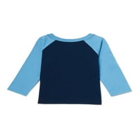 Garanimals Бебе момчиња дино распрскувачки боја Раглан маица со долг ракав, големини 0 3М-24м