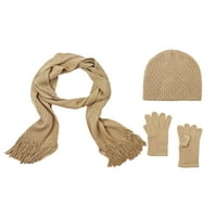 Време и време женски капа од 3 парчиња, ракавица, сет за подароци за шал