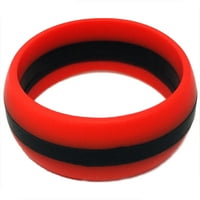 Мажи или дами спортист спортски флексибилен црвен со црна лента силиконска гумена венчаница прстен
