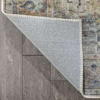 Добро ткаен лотос медалјон гроздобер област килим, 9,10 '7,10', рециклирана поддршка од памук, издржлив и лесен за чистење,
