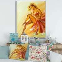 Топло обоена фламенко жена танчер врамена сликарство платно уметничко печатење