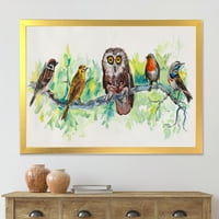 Дизајн на „Пријатели на птици со був на гранка“ Традиционално врамен уметнички принт
