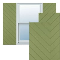 Ekena Millwork 18 W 61 H TRUE FIT PVC Diagonal Slat модерен стил фиксирани ролетни за монтирање, мов зелена