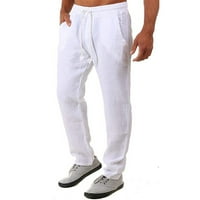 фармерки за мажи Модерни Цврсти Машки Летни Памучни Лен И Панталони И Стил Машки панталони Мажи Обични Панталони Бели + С