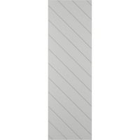 Ekena Millwork 15 W 31 H TRUE FIT PVC Diagonal Slat модерен стил фиксирани ролетни за монтирање, градско сиво
