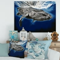 Дизајн Затвори портрет на кит на кит 'Наутичко и крајбрежно платно wallидно уметности